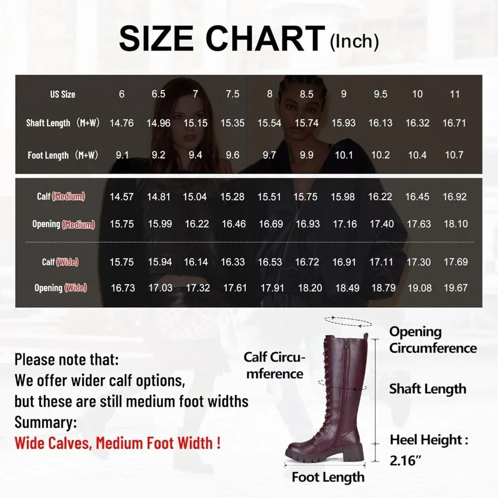 Women's Red Pu 953 Chunky Platform Heel Lace Gothic Knee High Combat Boots
